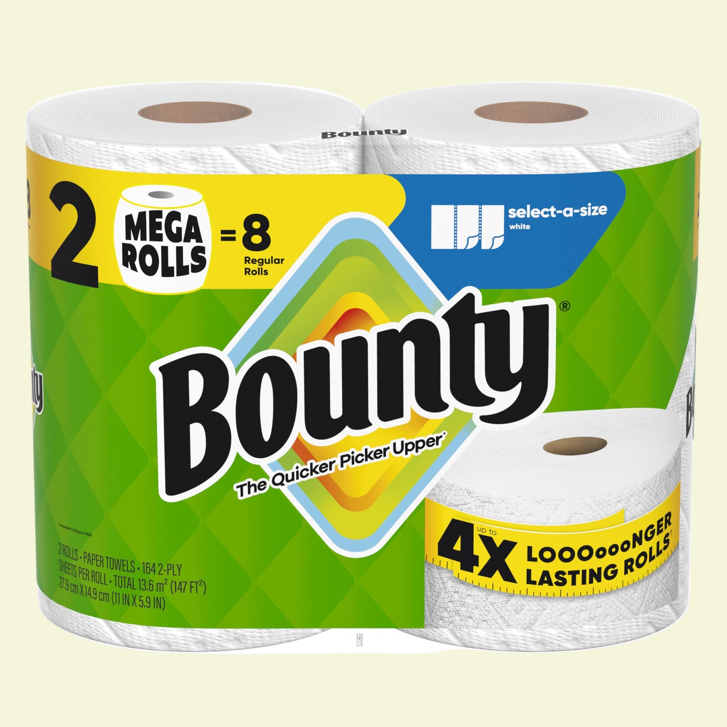 Bounty Select-A-Size Paper Towels, White, 2 Mega Rolls