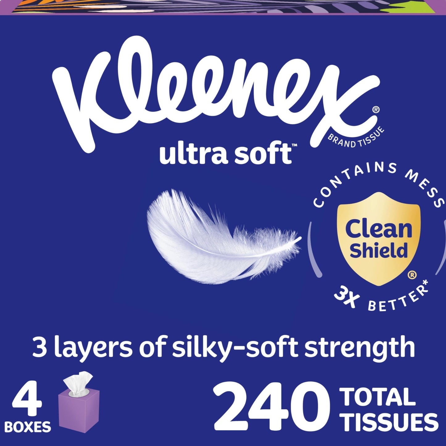 Kleenex Ultra Soft Facial Tissues,60 tissues 3-ply box, 4 pack